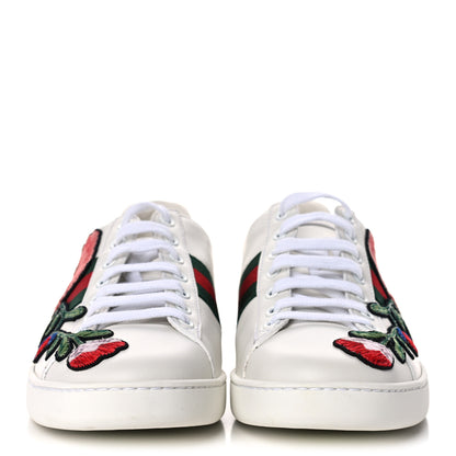 Gucci Calfskin Web Floral Embroidered Womens Ace Sneakers 38.5 White 2 of 10