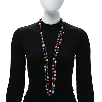 Chanel Beaded Pearl CC Long Strand Necklace Multi 3 of 6
