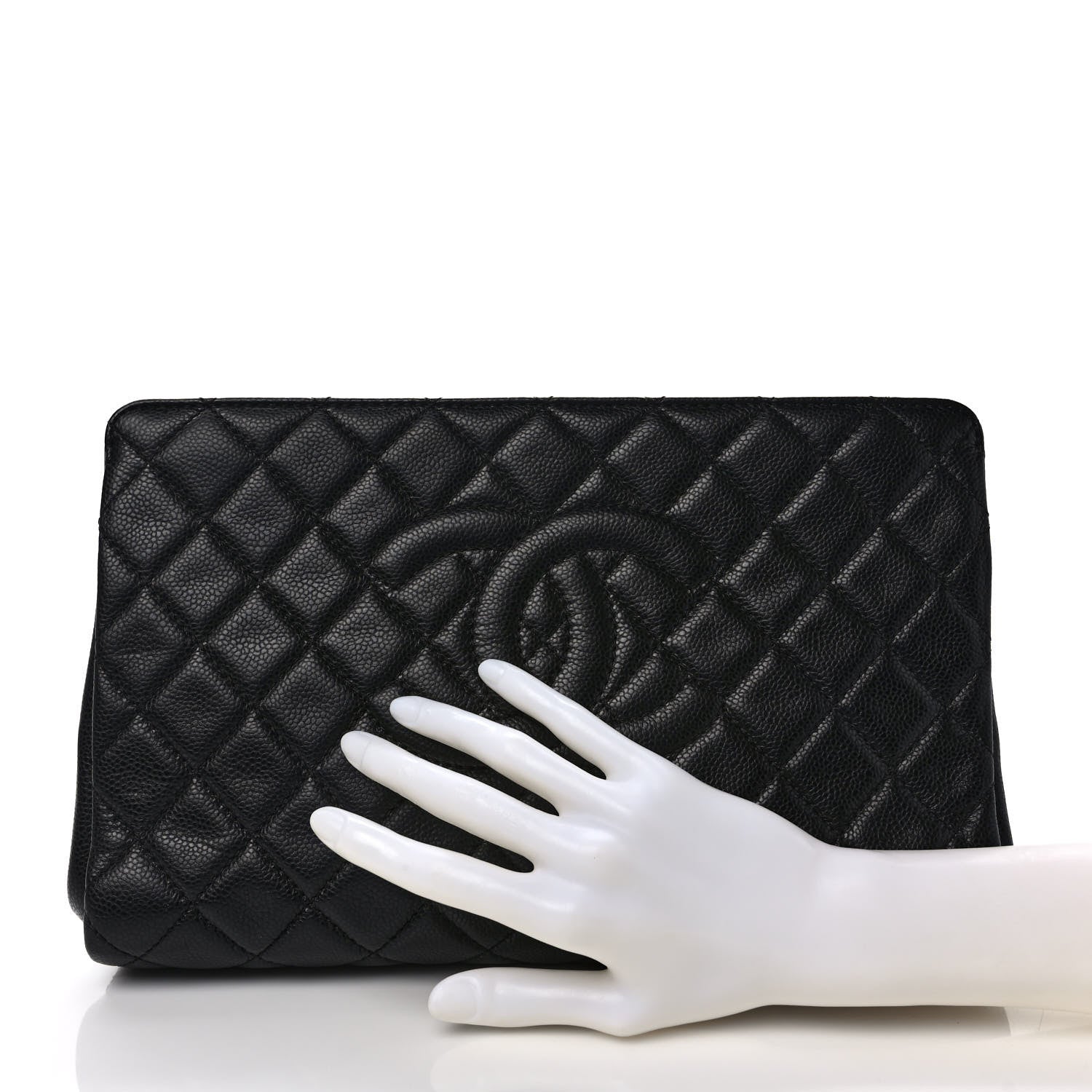 Chanel Caviar Quilted CC Large Clutch Black 2 of 10