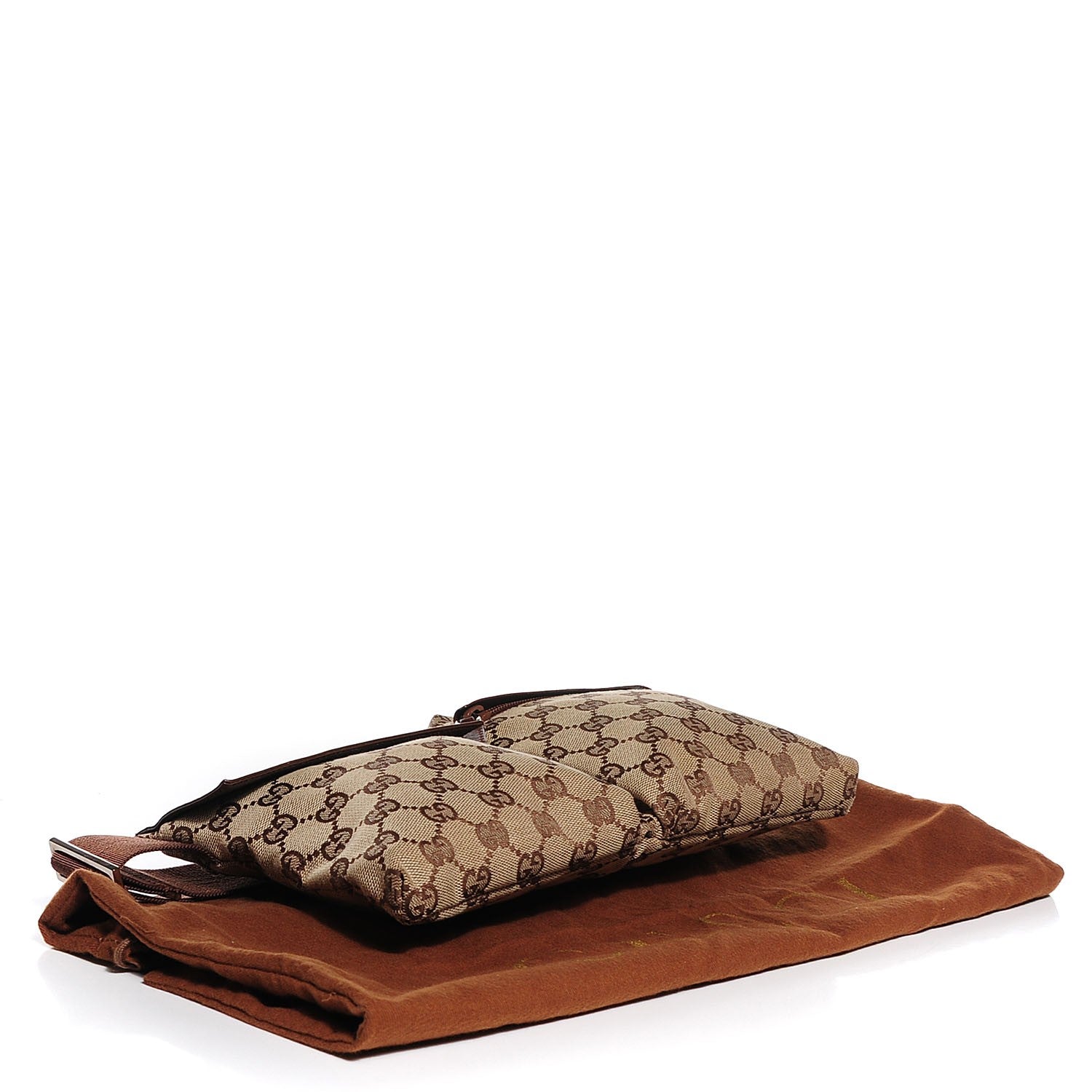 Gucci GG Monogram Web Double Pocket Belt Bag Brown 3 of 8