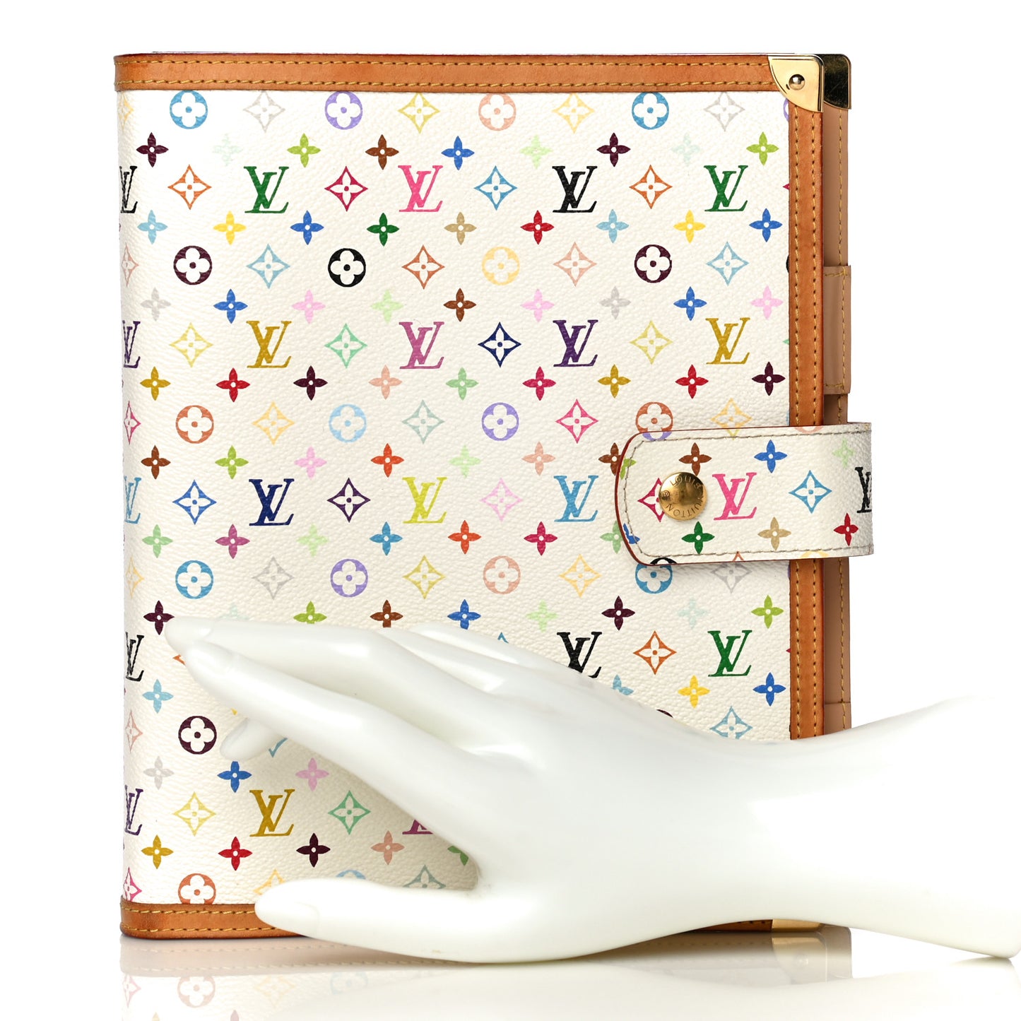 Monogram Multicolor Large Ring Agenda Cover White