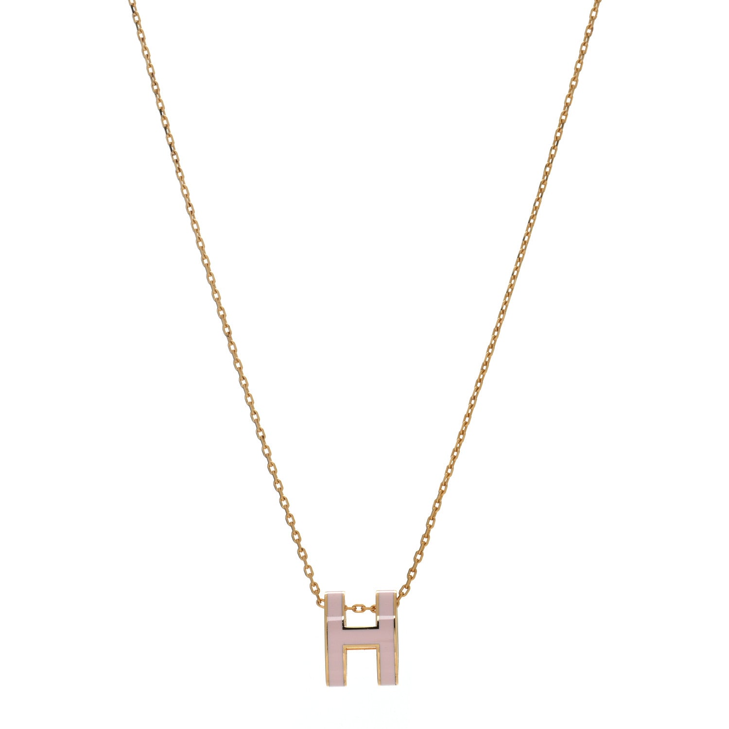 Hermes Lacquered Rose Gold Pop H Pendant Necklace Rose Dragee 1 of 4