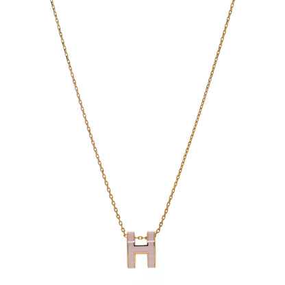 Hermes Lacquered Rose Gold Pop H Pendant Necklace Rose Dragee 1 of 4