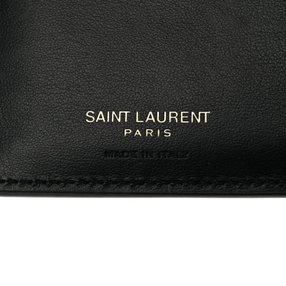 Saint Laurent Calfskin Polka Dot Monogram Bi Fold Zipped Wallet Pink Black 6 of 7