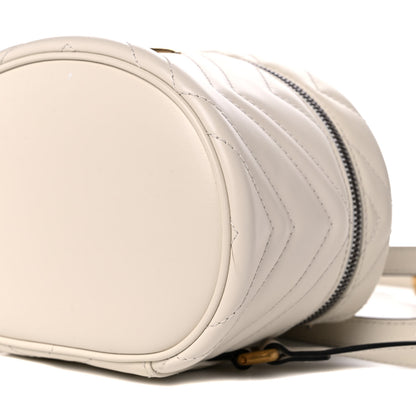 Gucci Calfskin Matelasse Mini GG Marmont Round Backpack White 9 of 11