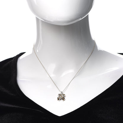 Tiffany Sterling Silver 18K Yellow Gold Signature X Pendant Necklace 2 of 6