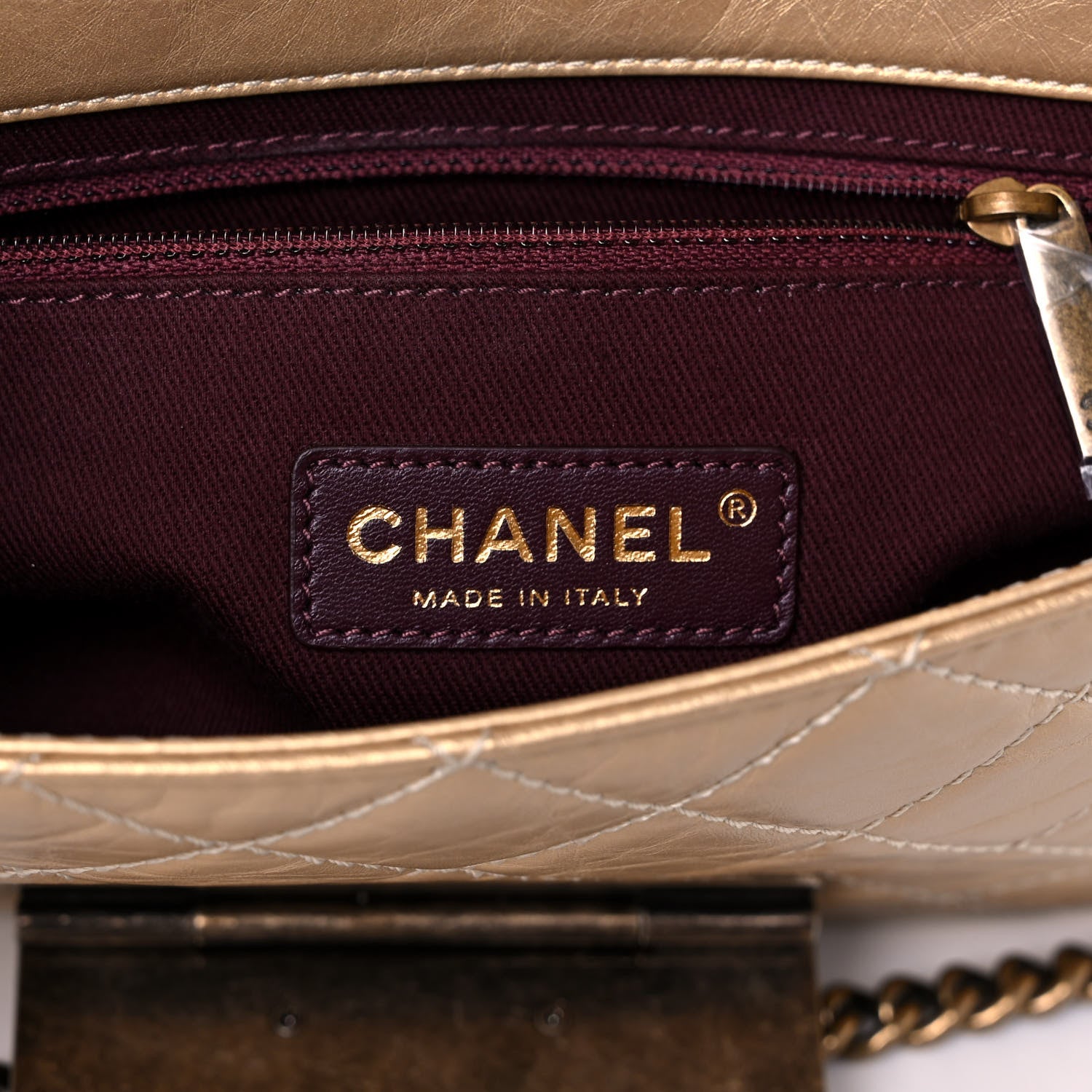 Chanel Metallic Aged Calfskin Quilted CC Square Flap Light Gold 5 of 12