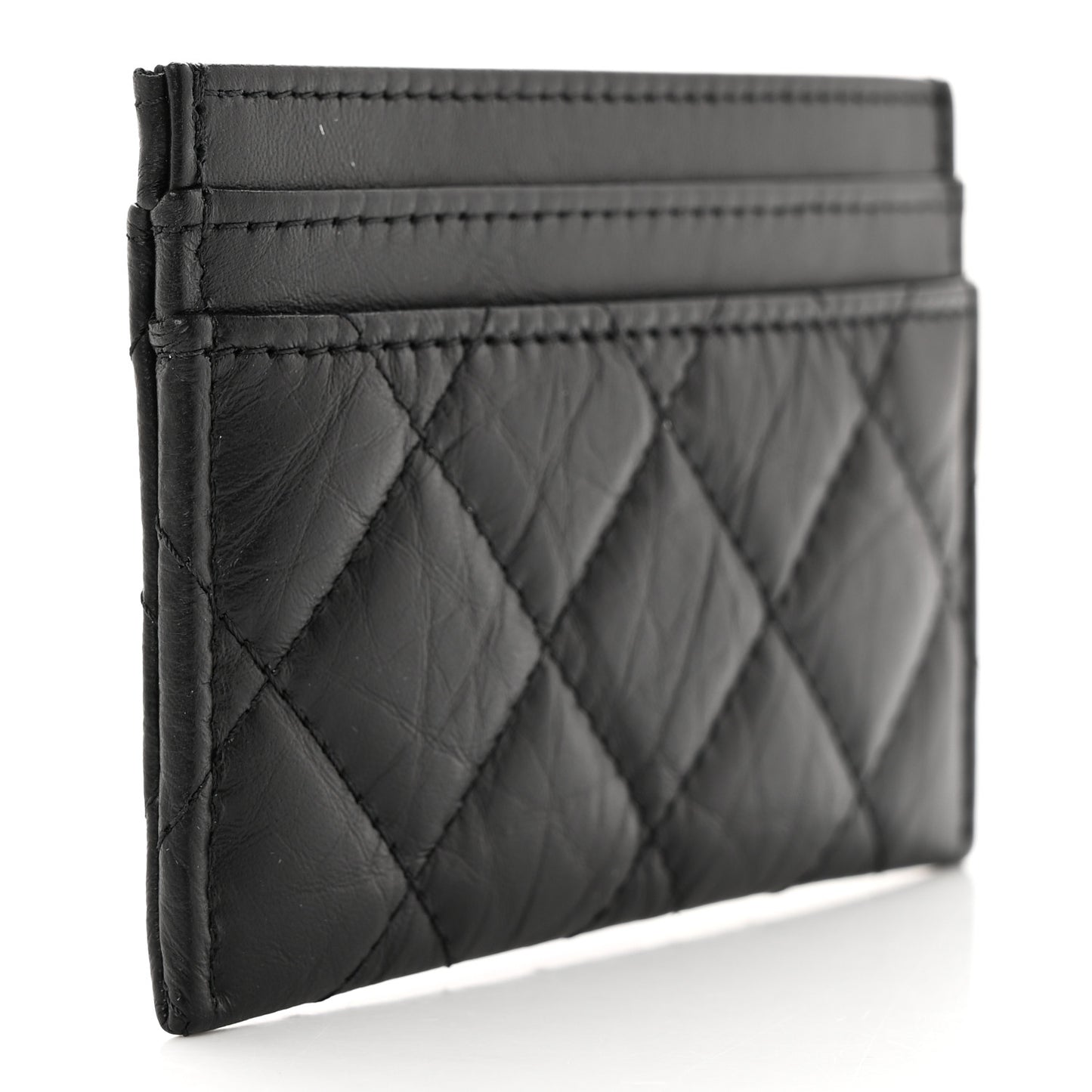 Aged Calfskin Quilted Reissue Card Holder So Black