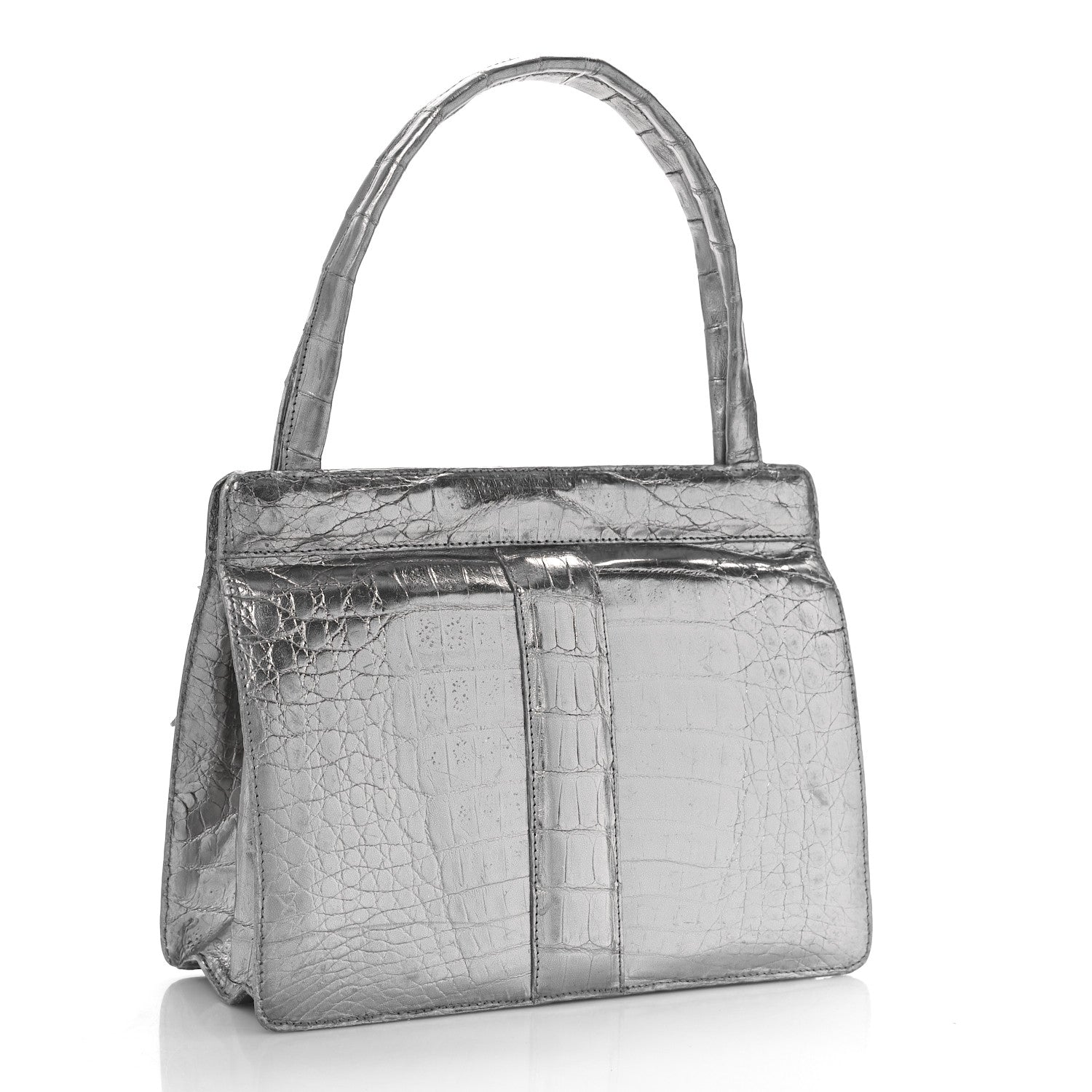 Nancy Gonzalez Metallic Crocodile Butterfly Bag Anthracite 3 of 9
