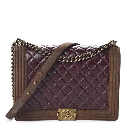 Chanel Aged Calfskin Nubuck Quilted Large Boy Flap Burgundy 1 of 10