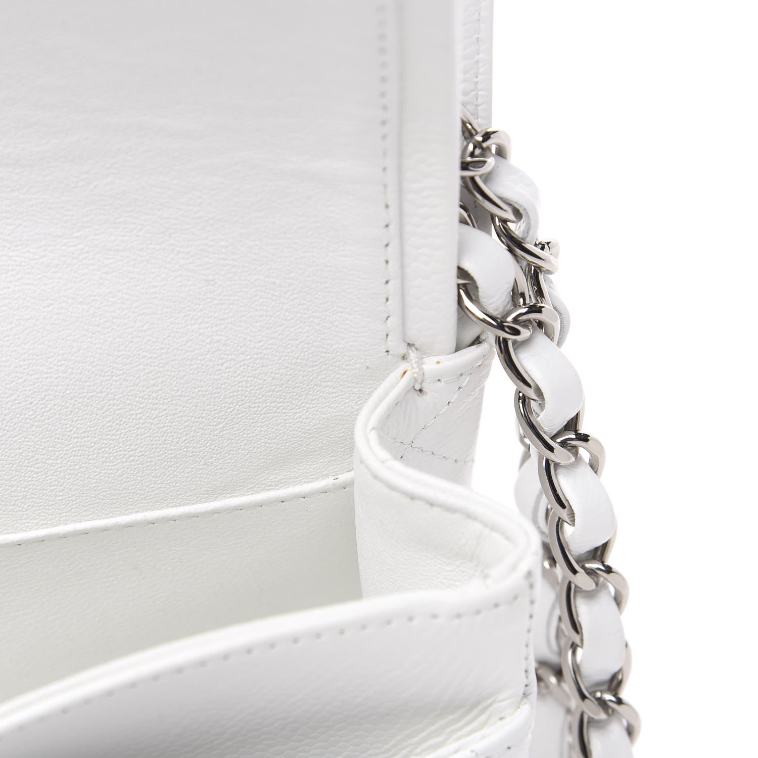 Chanel Caviar Quilted Medium Double Flap White 10 of 11
