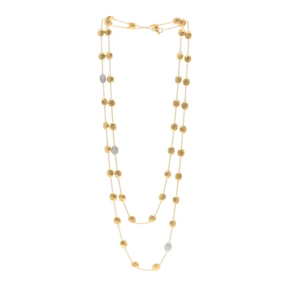 Marco Bicego 18K Yellow Gold Diamond Siviglia Small Bead Long Necklace 3 of 5