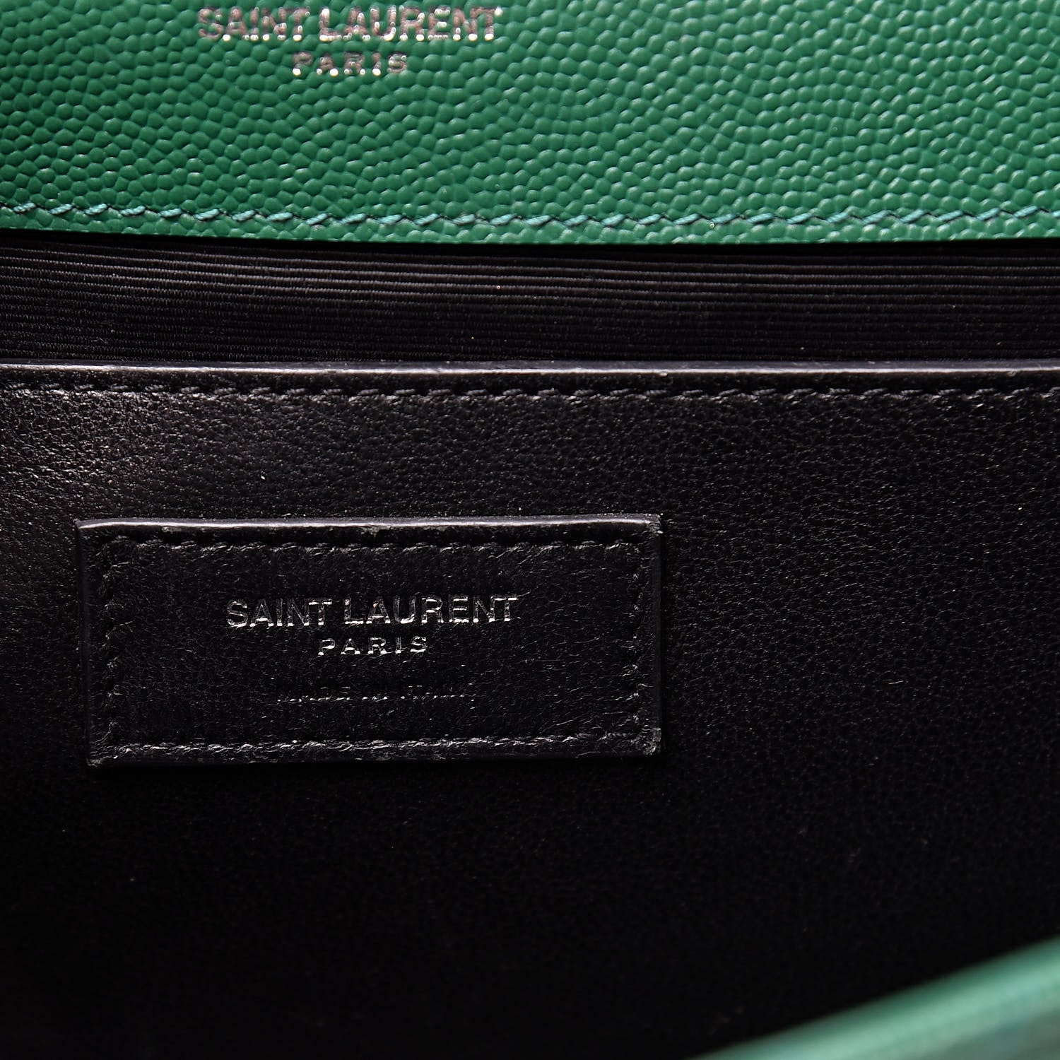 Saint Laurent Grain De Poudre Textured Mixed Matelasse Triquilt Medium Monogram Satchel Green 6 of 14