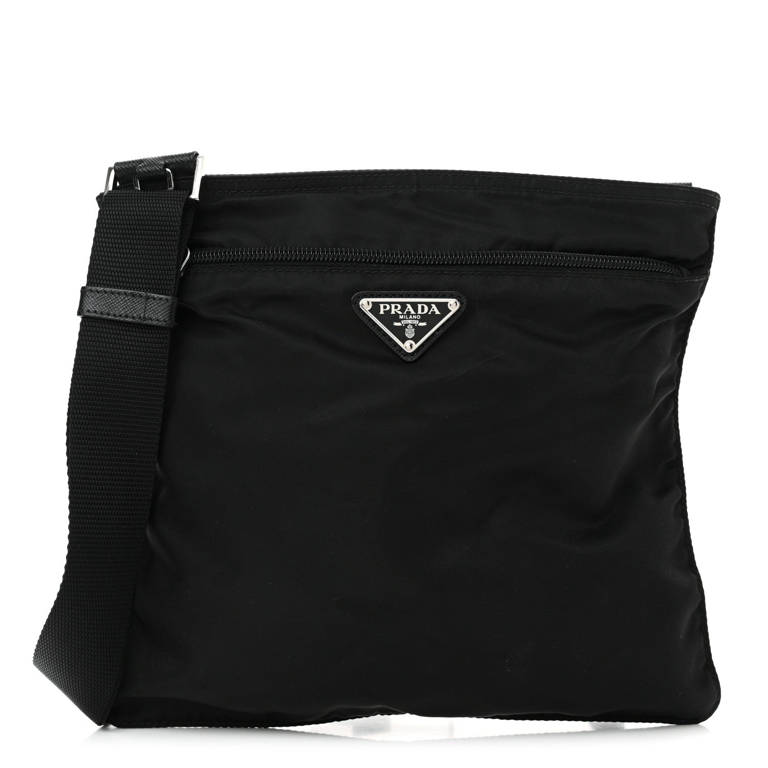 Prada Nylon Saffiano Flat Messenger Bag Black 1 of 11