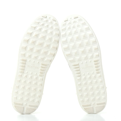 Valentino Garavani Canvas Calfskin Camustars Rockstud Slip On Sneakers 37 Army Green White 6 of 10