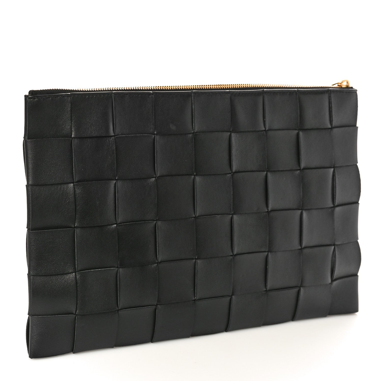 Bottega Veneta Nappa Maxi Intrecciato Large Cassette Flat Zip Pouch Black 3 of 9