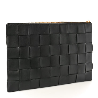 Bottega Veneta Nappa Maxi Intrecciato Large Cassette Flat Zip Pouch Black 3 of 9