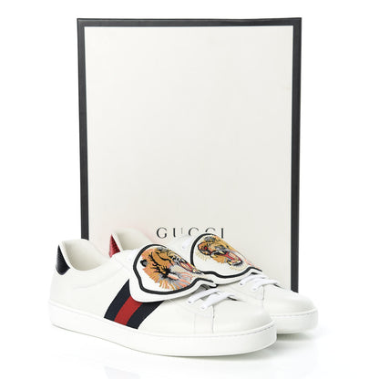 Gucci Calfskin Ayers Web Tiger Embroidered Mens Ace Sneakers 11.5 White 9 of 9