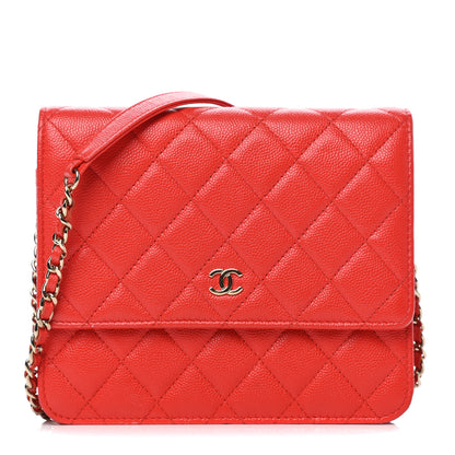 Chanel Caviar Quilted Square Wallet On Chain WOC Red 1 of 11