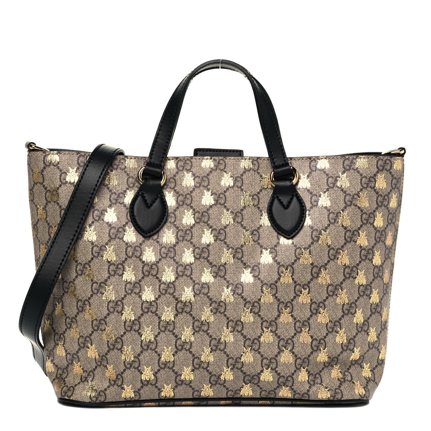 Soft GG Supreme Monogram Bees Small Crossbody Tote Beige Oro Black