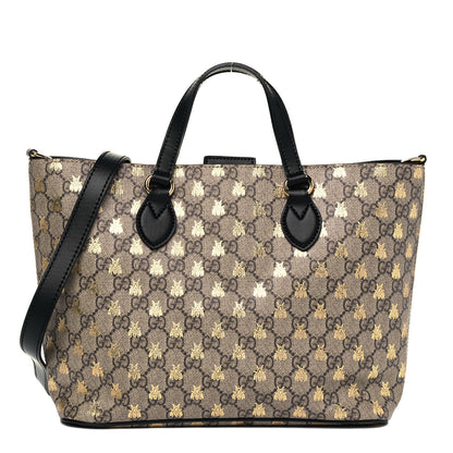 Gucci Soft GG Supreme Monogram Bees Small Crossbody Tote Beige Oro Black 1 of 8