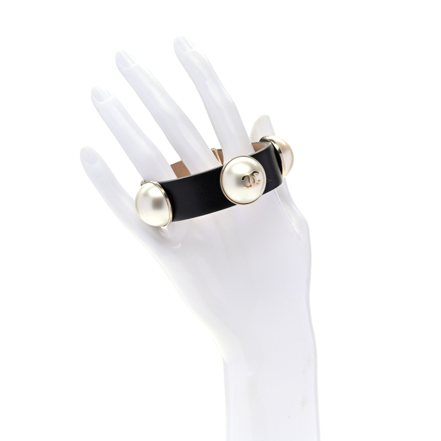 Chanel Lambskin Pearl CC Bracelet M Black 2 of 7