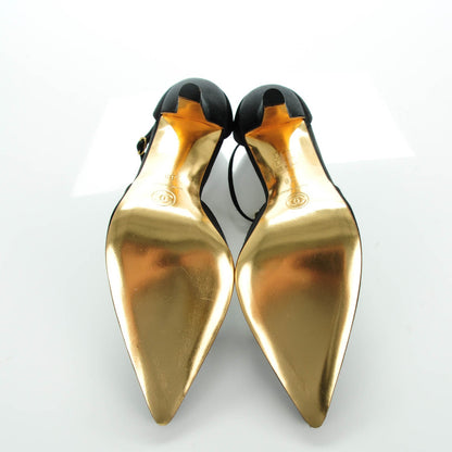 Chanel Satin Pearl Pumps 38 Black 6 of 8