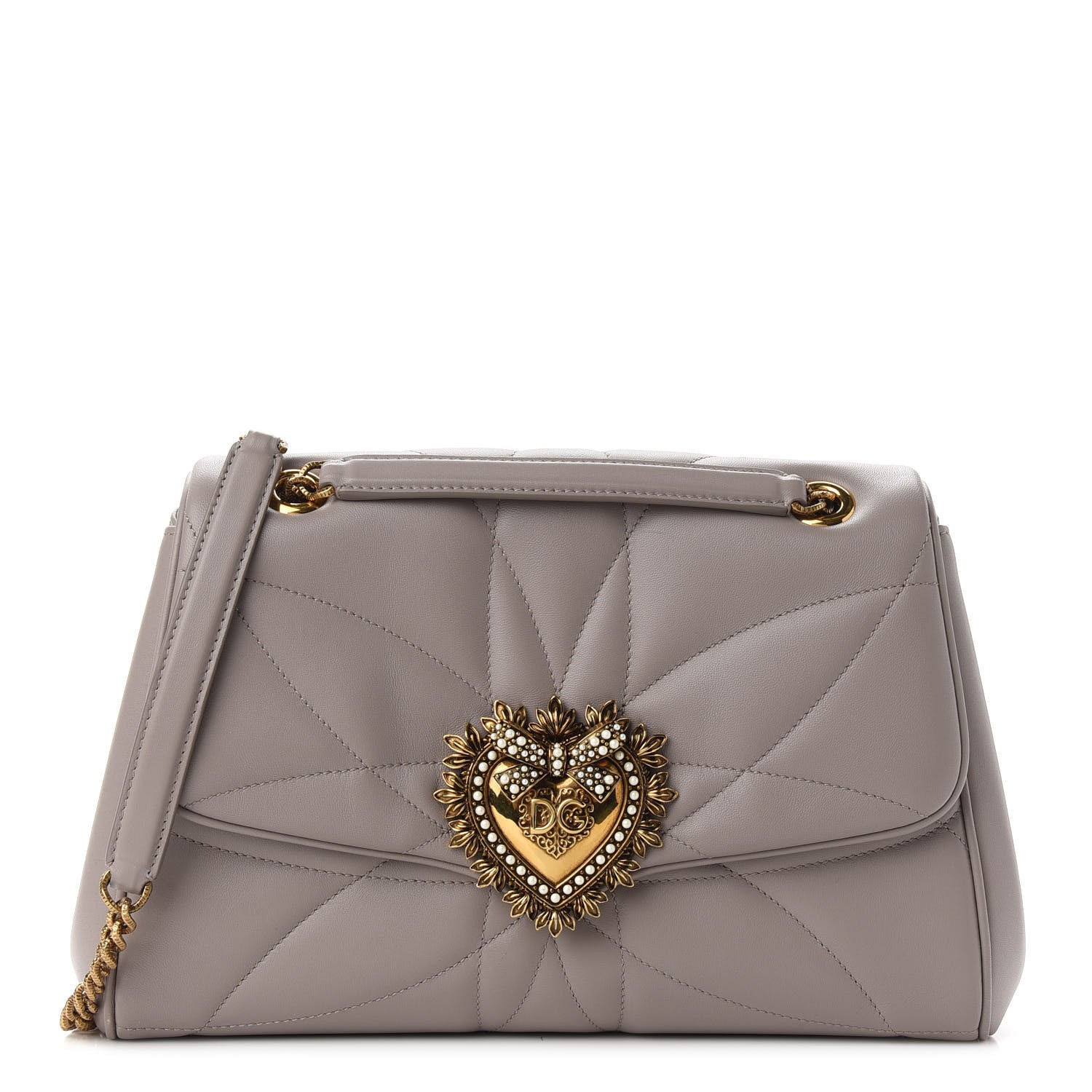 Dolce & Gabbana Nappa Quilted Large Devotion Bag Grey 1 of 9