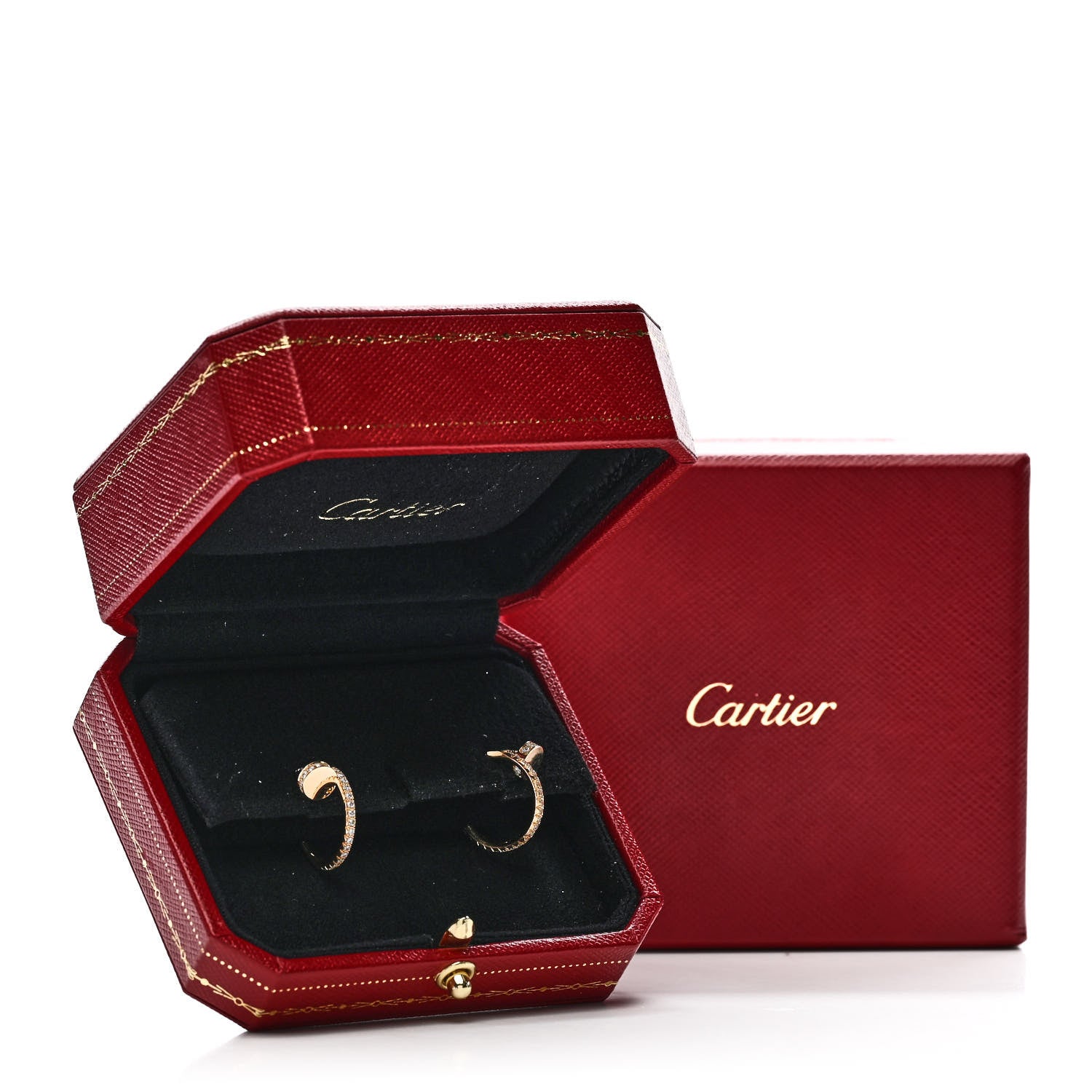 Cartier 18K Yellow Gold Diamond Juste Un Clou Pave Hoop Earrings 5 of 5