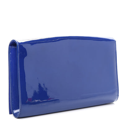 Saint Laurent Patent Calfskin Monogram Large Belle De Jour Clutch Royal Blue 3 of 7