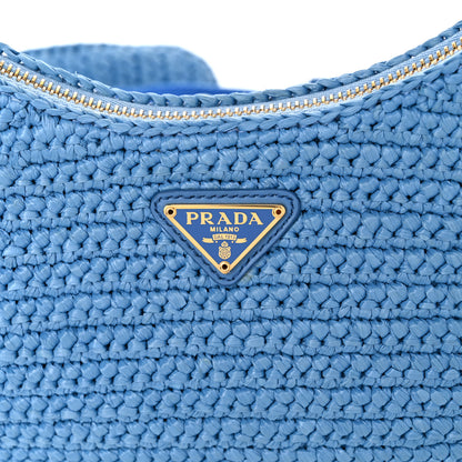 Prada Yarn Raffia Effect Crochet Re-Edition 2005 Shoulder Bag Celeste 10 of 11