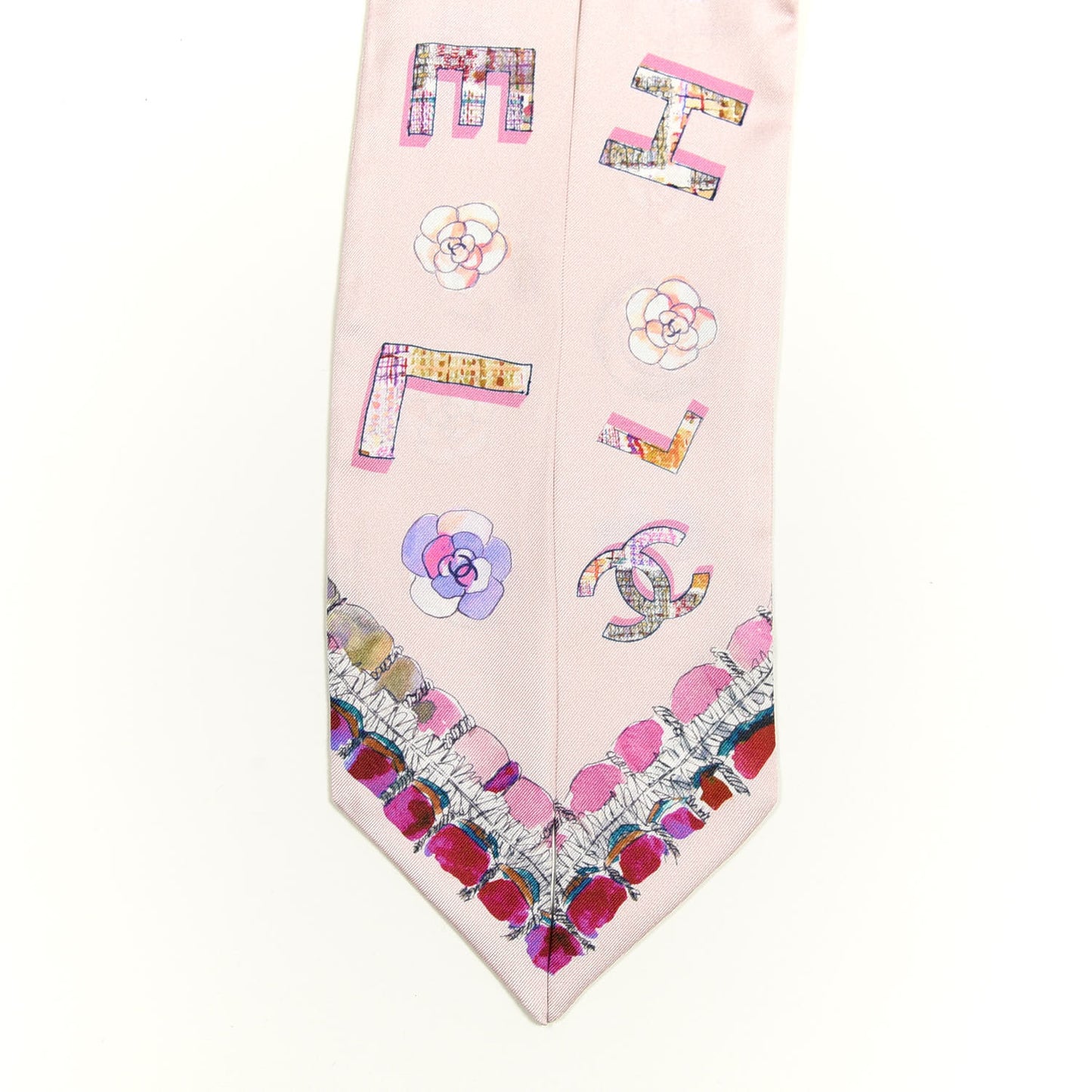 Silk Twill Slim Bandeau Scarf Pink
