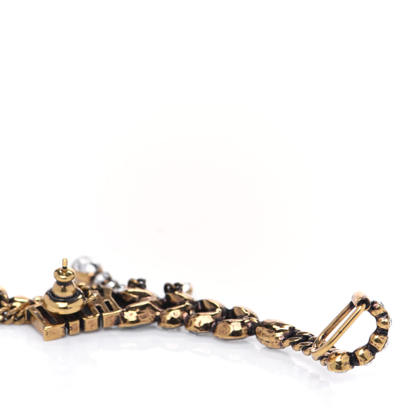 Crystal Metal Logo Dio(r)evolution Earring Aged Gold