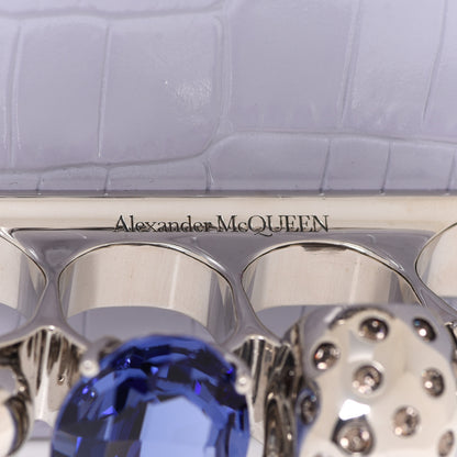 Alexander McQueen Shiny Crocodile Embossed Jeweled Satchel Lavender 9 of 12