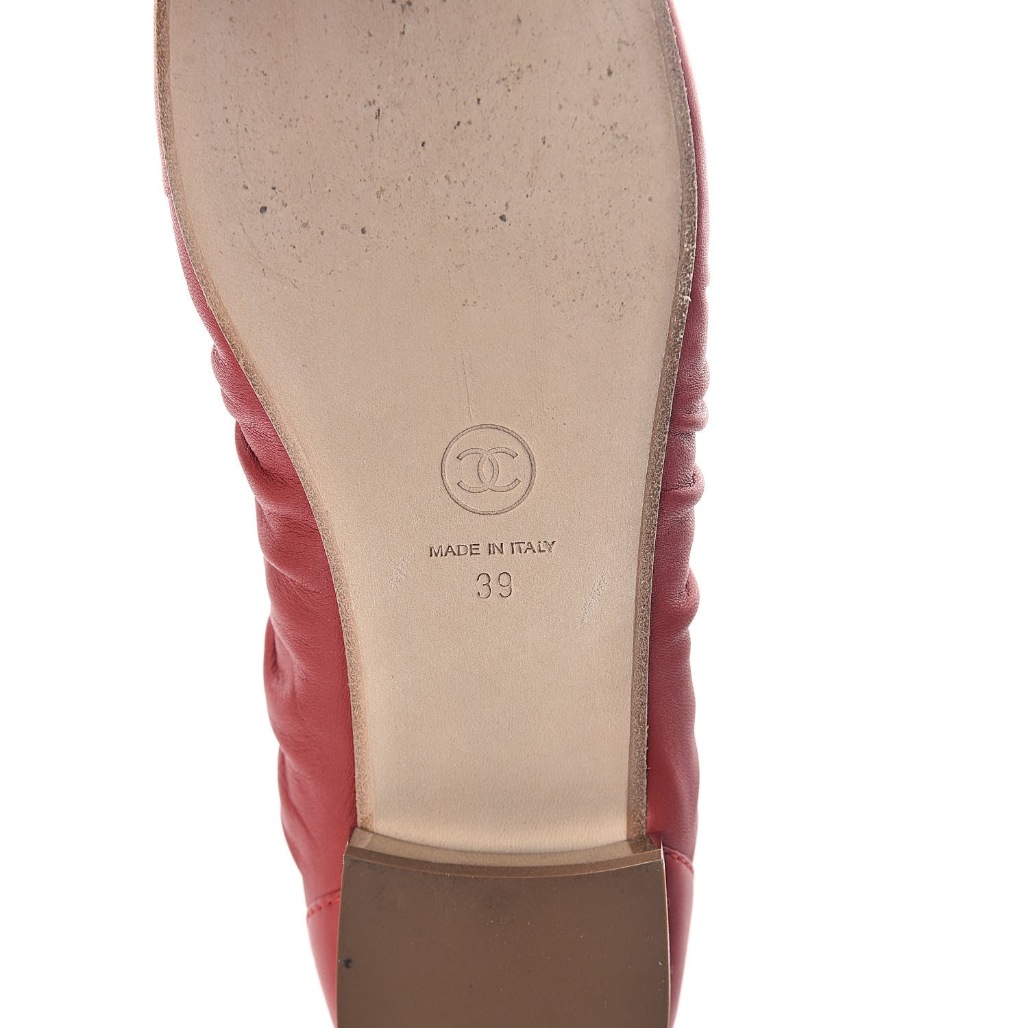 Chanel Lambskin CC Cap Toe Ballerina Flats 39 Red 7 of 9