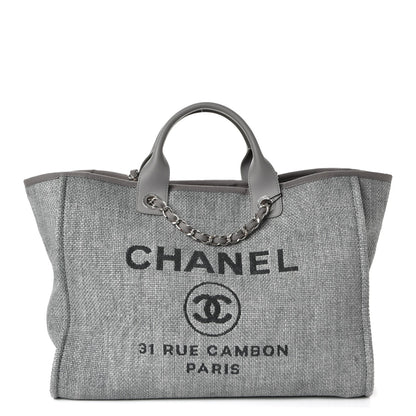 Chanel Woven Straw Raffia Large Deauville Tote Grey 1 of 9