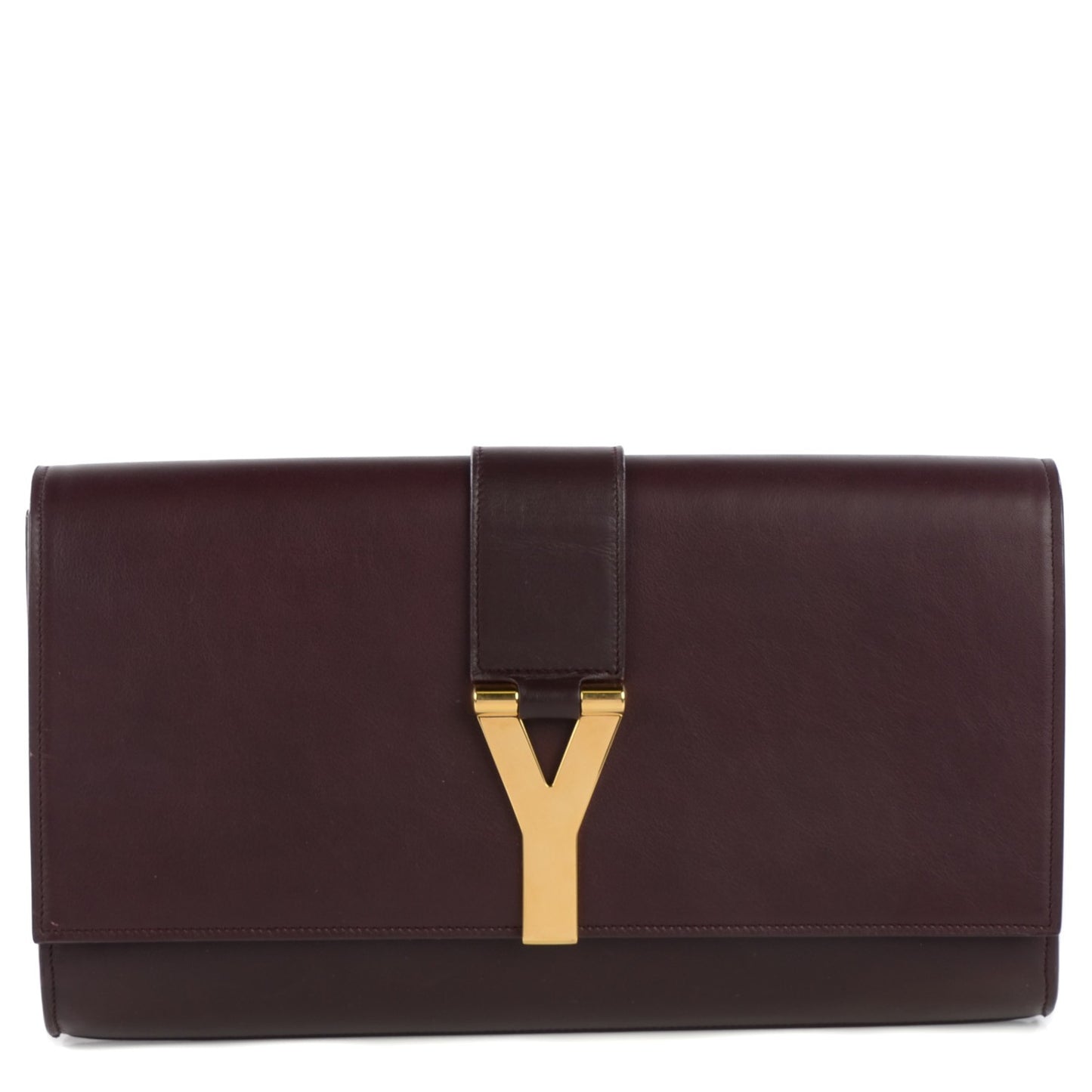 Calfskin Classic Y Ligne Clutch (Wine)