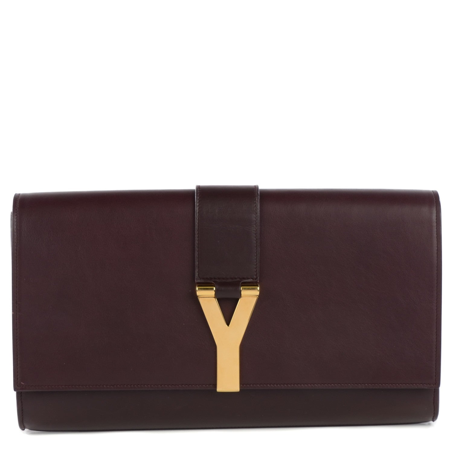 Saint Laurent Calfskin Classic Y Ligne Clutch (Wine) 1 of 8