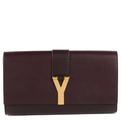 Saint Laurent Calfskin Classic Y Ligne Clutch (Wine) 1 of 8