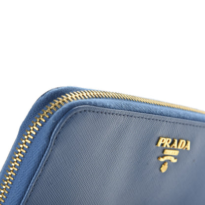 Prada Saffiano Metal Zip Around Wallet Cobalto 8 of 9