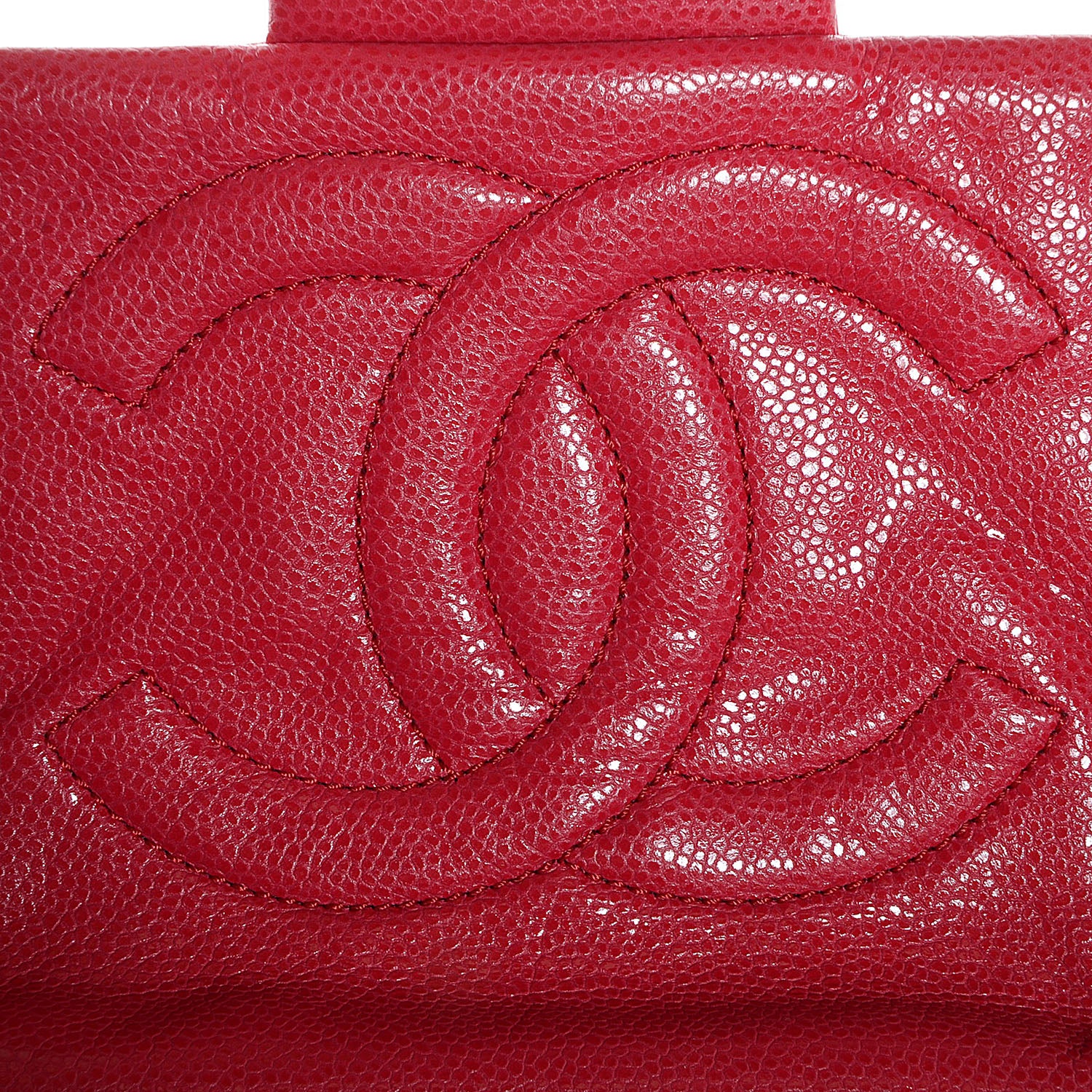 Chanel Glazed Caviar Medium Nature Flap Bag Red 6 of 9
