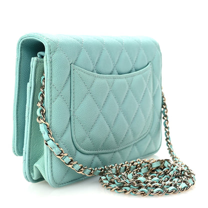 Chanel Caviar Quilted Wallet On Chain WOC Turquoise 3 of 11