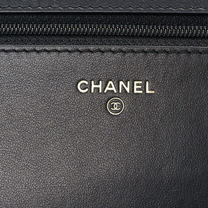 Chanel Caviar Camellia Embossed Wallet On Chain WOC Black 6 of 10