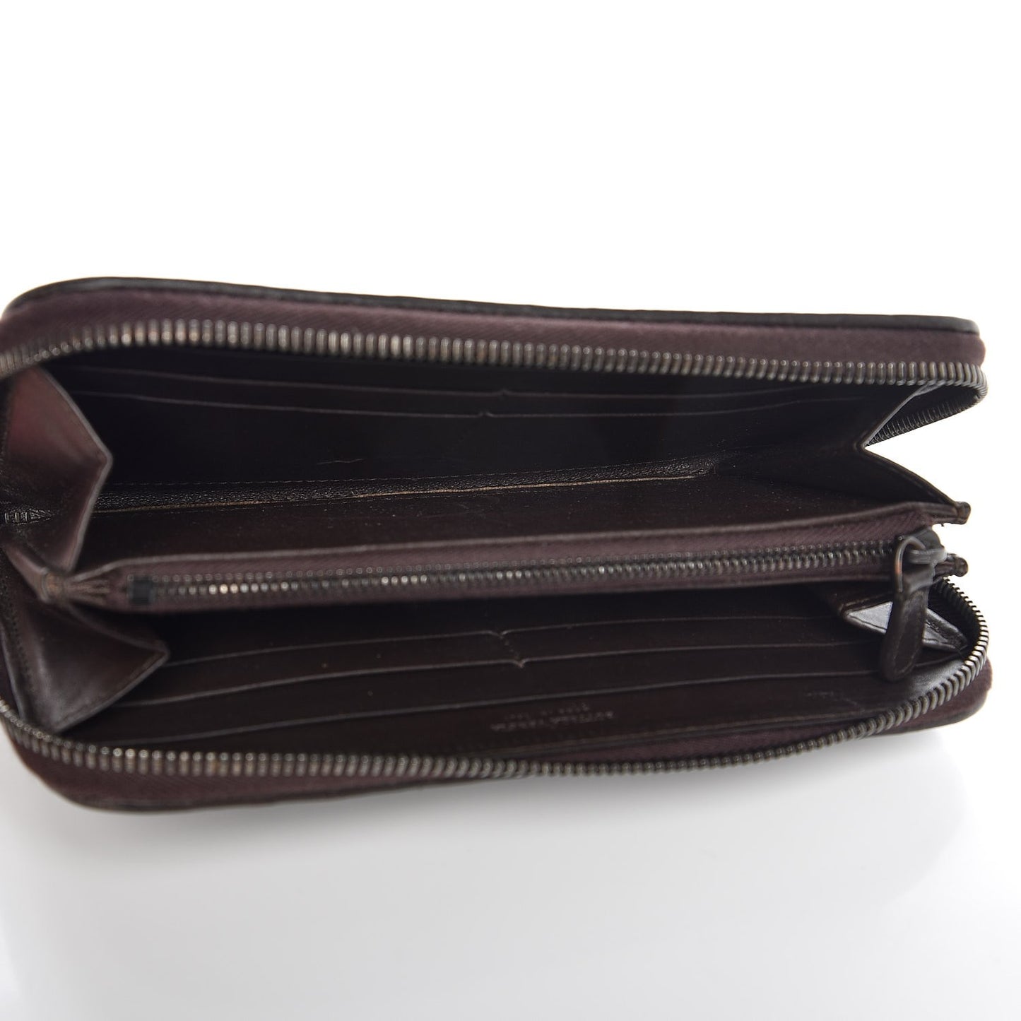 Nappa Intrecciato Zip Around Wallet Ebano
