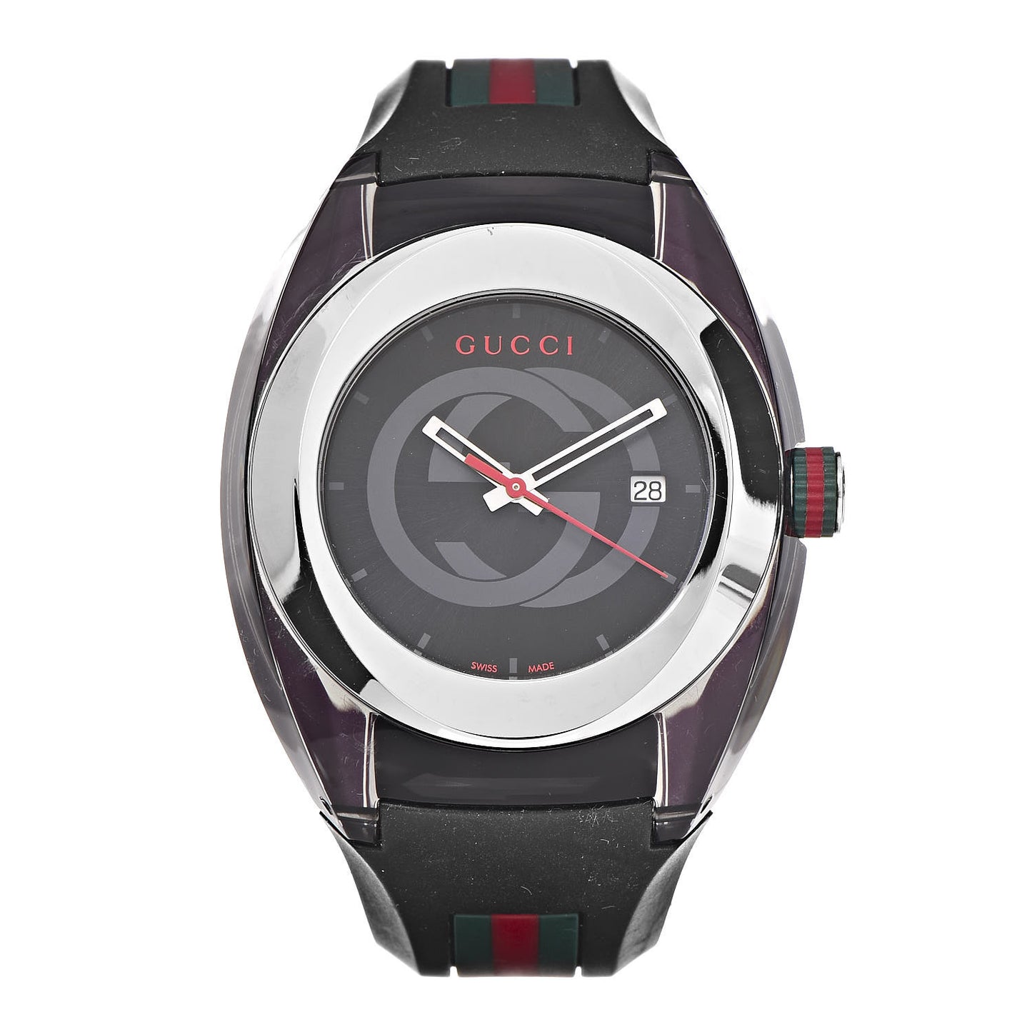 Stainless Steel Rubber 46mm Sync Web Quartz Watch Black