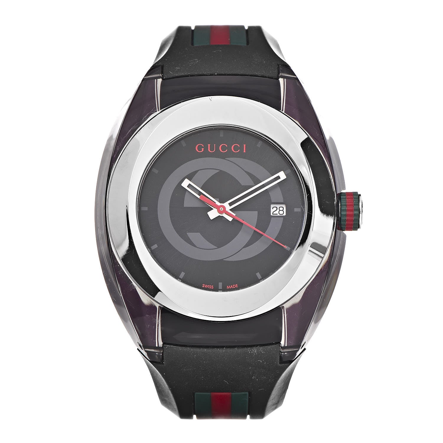 Gucci Stainless Steel Rubber 46mm Sync Web Quartz Watch Black 1 of 6