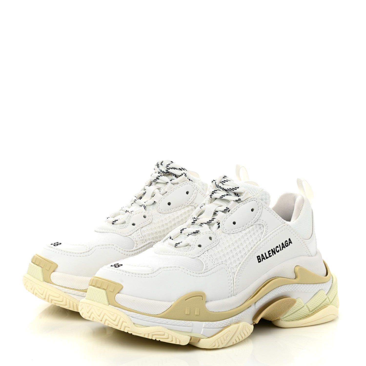 Balenciaga Fabric Mesh Womens Triple S Sneakers 38 White 3 of 8