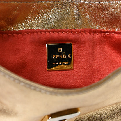 Fendi Metallic Calfskin Crystal Mini Half Moon Baguette Gold 6 of 12
