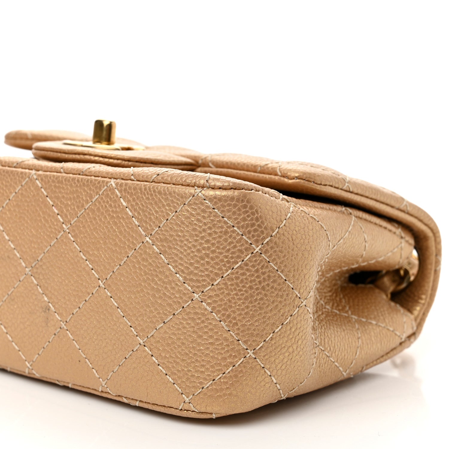 Chanel Metallic Caviar Quilted Mini Square Flap Gold 8 of 9