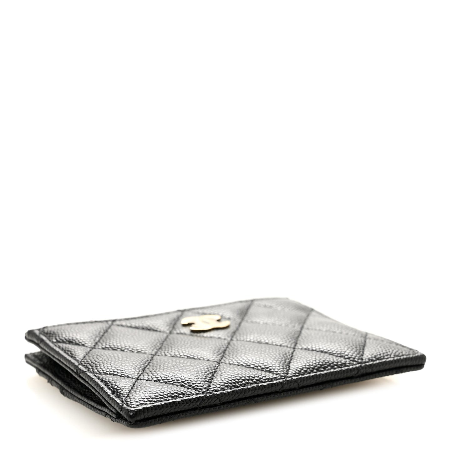 Caviar Quilted CC Zip Card Holder Black